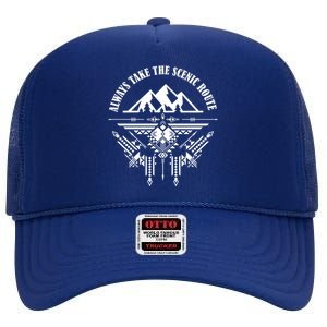 Always Take The Scenic Route High Crown Mesh Back Trucker Hat