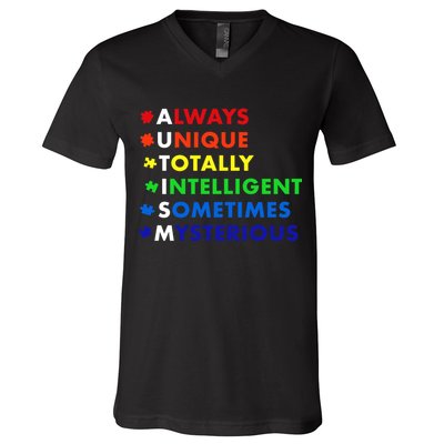 Always Unique Totally Intelligent Sometime Mysterious V-Neck T-Shirt