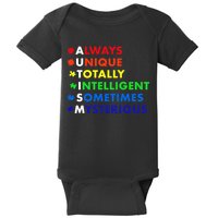 Always Unique Totally Intelligent Sometime Mysterious Baby Bodysuit