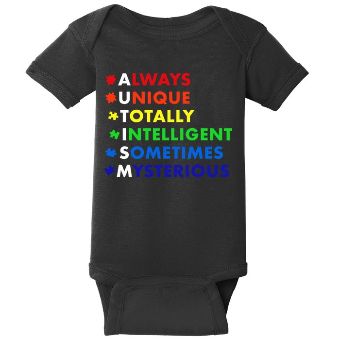 Always Unique Totally Intelligent Sometime Mysterious Baby Bodysuit