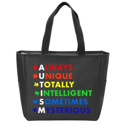 Always Unique Totally Intelligent Sometime Mysterious Zip Tote Bag