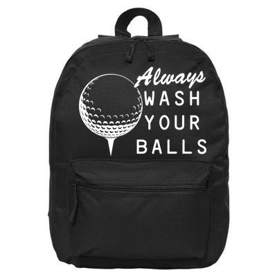 Always Wash Your Balls Funny Golfing 16 in Basic Backpack