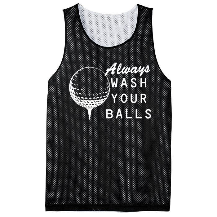 Always Wash Your Balls Funny Golfing Mesh Reversible Basketball Jersey Tank