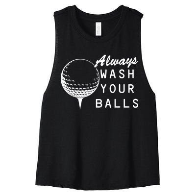 Always Wash Your Balls Funny Golfing Women's Racerback Cropped Tank