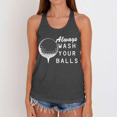 Always Wash Your Balls Funny Golfing Women's Knotted Racerback Tank