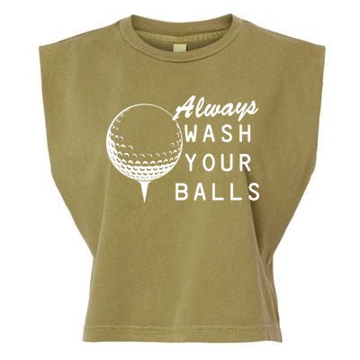 Always Wash Your Balls Funny Golfing Garment-Dyed Women's Muscle Tee