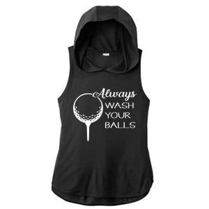 Always Wash YUour Ball Funny Golfing Ladies PosiCharge Tri-Blend Wicking Draft Hoodie Tank