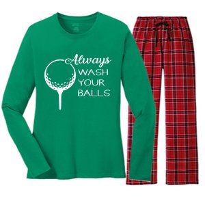 Always Wash YUour Ball Funny Golfing Women's Long Sleeve Flannel Pajama Set 