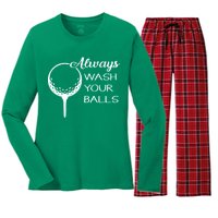 Always Wash YUour Ball Funny Golfing Women's Long Sleeve Flannel Pajama Set 