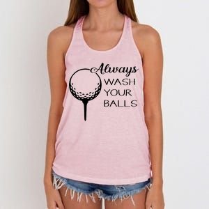 Always Wash YUour Ball Funny Golfing Women's Knotted Racerback Tank