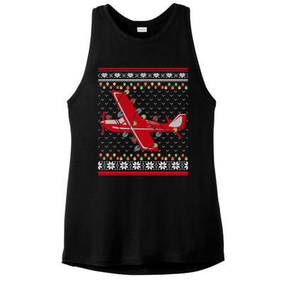 Airplane Lover Xmas Lighting Ugly Airplane Christmas Gift Ladies PosiCharge Tri-Blend Wicking Tank