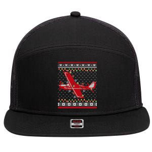 Airplane Lover Xmas Lighting Ugly Airplane Christmas Gift 7 Panel Mesh Trucker Snapback Hat