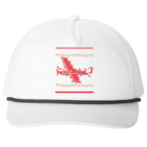 Airplane Lover Xmas Lighting Ugly Airplane Christmas Gift Snapback Five-Panel Rope Hat