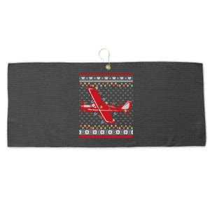 Airplane Lover Xmas Lighting Ugly Airplane Christmas Gift Large Microfiber Waffle Golf Towel