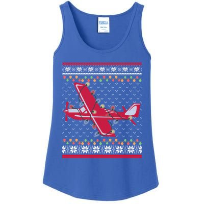 Airplane Lover Xmas Lighting Ugly Airplane Christmas Gift Ladies Essential Tank