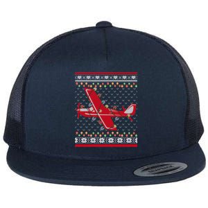 Airplane Lover Xmas Lighting Ugly Airplane Christmas Gift Flat Bill Trucker Hat