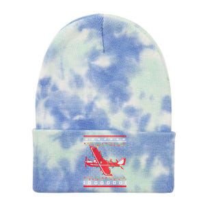 Airplane Lover Xmas Lighting Ugly Airplane Christmas Gift Tie Dye 12in Knit Beanie