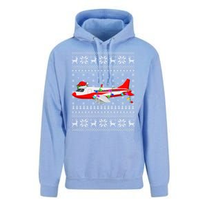 Airplane Lover Xmas Lighting Ugly Airplane Christmas Gift Unisex Surf Hoodie