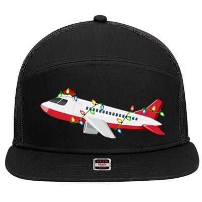 Airplane Lover Xmas Santa Hat Airplane Christmas Gift 7 Panel Mesh Trucker Snapback Hat