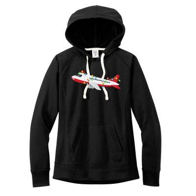 Airplane Lover Xmas Santa Hat Airplane Christmas Gift Women's Fleece Hoodie