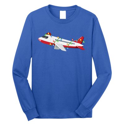 Airplane Lover Xmas Santa Hat Airplane Christmas Gift Long Sleeve Shirt