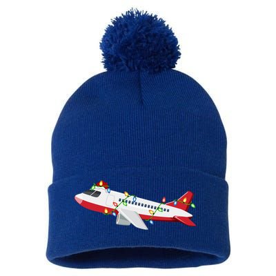 Airplane Lover Xmas Santa Hat Airplane Christmas Gift Pom Pom 12in Knit Beanie