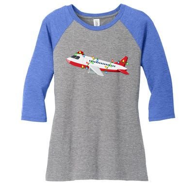 Airplane Lover Xmas Santa Hat Airplane Christmas Gift Women's Tri-Blend 3/4-Sleeve Raglan Shirt