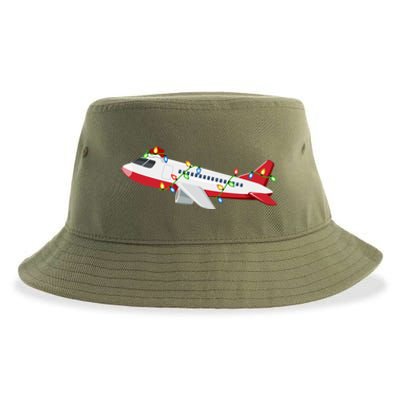 Airplane Lover Xmas Santa Hat Airplane Christmas Gift Sustainable Bucket Hat