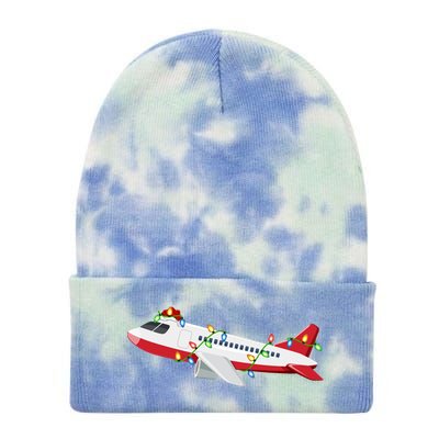 Airplane Lover Xmas Santa Hat Airplane Christmas Gift Tie Dye 12in Knit Beanie