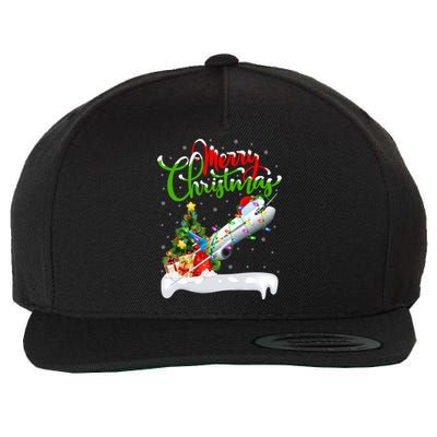 Airplane Lover Xmas Decorations Santa Airplane Christmas Gift Wool Snapback Cap