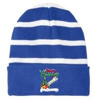 Airplane Lover Xmas Decorations Santa Airplane Christmas Gift Striped Beanie with Solid Band