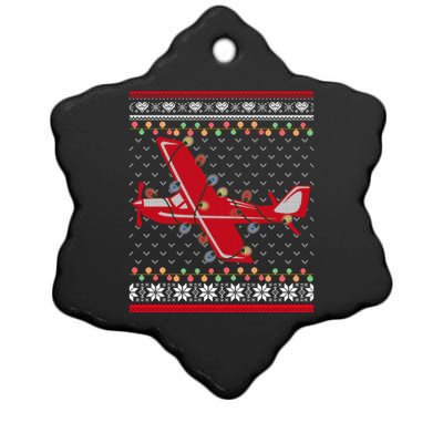 Airplane Lover Xmas Lighting Ugly Airplane Christmas Gift Ceramic Star Ornament