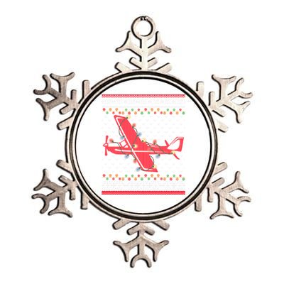 Airplane Lover Xmas Lighting Ugly Airplane Christmas Gift Metallic Star Ornament