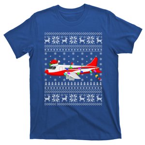 Airplane Lover Xmas Lighting Ugly Airplane Christmas Gift T-Shirt