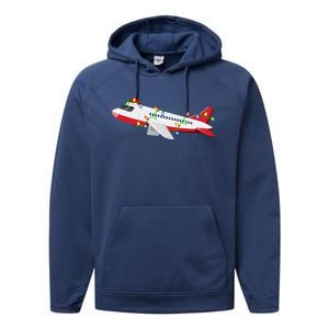 Airplane Lover Xmas Santa Hat Airplane Christmas Gift Performance Fleece Hoodie