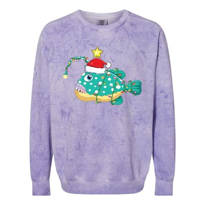 Anglerfish Lighting Xmas Tree Matching Anglerfish Christmas Colorblast Crewneck Sweatshirt