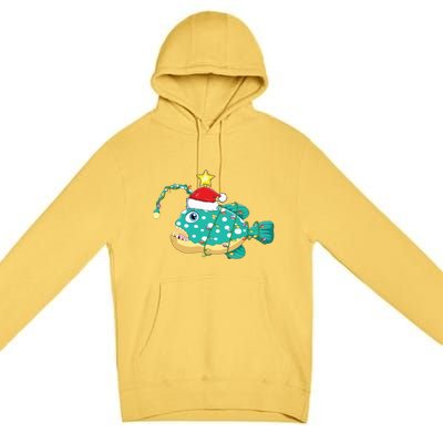 Anglerfish Lighting Xmas Tree Matching Anglerfish Christmas Premium Pullover Hoodie