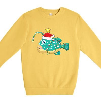 Anglerfish Lighting Xmas Tree Matching Anglerfish Christmas Premium Crewneck Sweatshirt