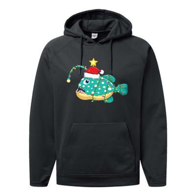 Anglerfish Lighting Xmas Tree Matching Anglerfish Christmas Performance Fleece Hoodie