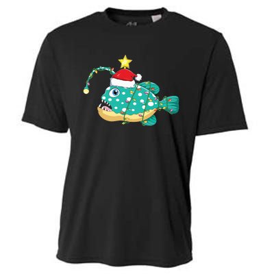 Anglerfish Lighting Xmas Tree Matching Anglerfish Christmas Cooling Performance Crew T-Shirt