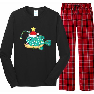 Anglerfish Lighting Xmas Tree Matching Anglerfish Christmas Long Sleeve Pajama Set