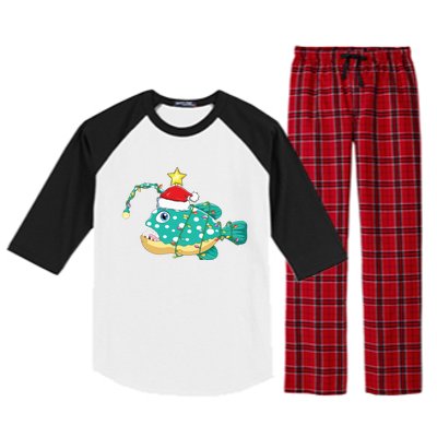 Anglerfish Lighting Xmas Tree Matching Anglerfish Christmas Raglan Sleeve Pajama Set