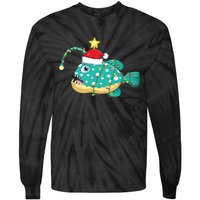 Anglerfish Lighting Xmas Tree Matching Anglerfish Christmas Tie-Dye Long Sleeve Shirt