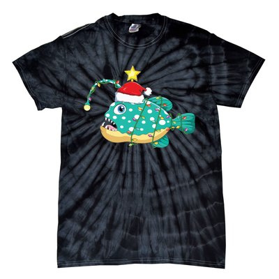 Anglerfish Lighting Xmas Tree Matching Anglerfish Christmas Tie-Dye T-Shirt