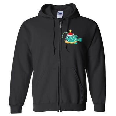 Anglerfish Lighting Xmas Tree Matching Anglerfish Christmas Full Zip Hoodie