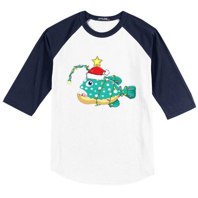 Anglerfish Lighting Xmas Tree Matching Anglerfish Christmas Baseball Sleeve Shirt