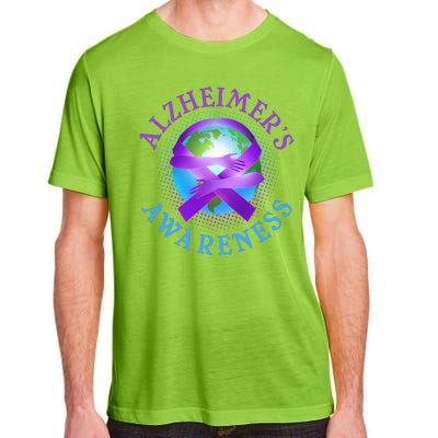 Alzheimer's Awareness Support Ribbon Hugging The World Adult ChromaSoft Performance T-Shirt