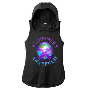 Alzheimer's Awareness Support Ribbon Hugging The World Ladies PosiCharge Tri-Blend Wicking Draft Hoodie Tank