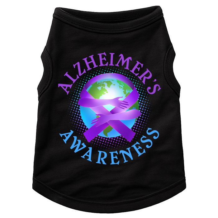Alzheimer's Awareness Support Ribbon Hugging The World Doggie Tank