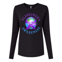 Alzheimer's Awareness Support Ribbon Hugging The World Womens Cotton Relaxed Long Sleeve T-Shirt